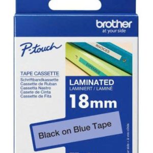 Nhãn in Tze-541 chữ đen nền xanh dương 18mm