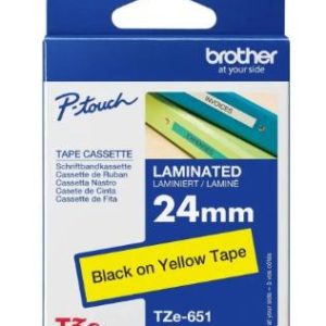 Nhãn in BROTHER TZE-651 băng tape Chữ đen, nền vàng khổ 24MM