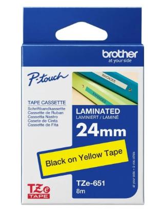 Nhãn in BROTHER TZE-651 băng tape Chữ đen, nền vàng khổ 24MM Nhãn in BROTHER TZE-651 băng tape Chữ đen, nền vàng khổ 24MM