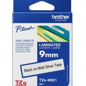 Nhãn bạc mờ Brother TZE- M921 băng tape Chữ đen, nền bạc Khổ rộng 9MM