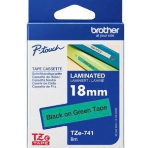 Băng nhãn in Tze-741 chữ đen nền xanh lá cây 18mm