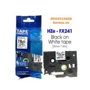 Nhãn in Siêu Dẻo HZe-FX241 | 18mm x 8m | Chữ Đen trên nền Trắng