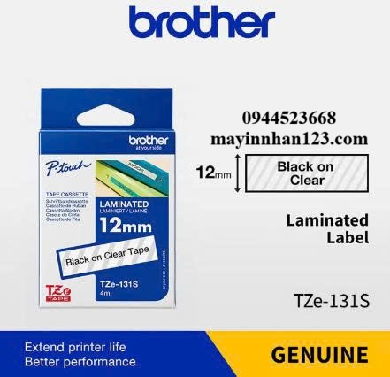 NHÃN IN TZE-131 CHỮ ĐEN NỀN TRONG 12MM X 8M NHÃN IN TZE-131 CHỮ ĐEN NỀN TRONG 12MM X 8M