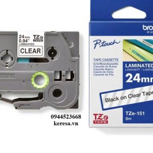 NHÃN IN TZE-151 CHỮ ĐEN NỀN TRONG 24MM X 8M NHÃN IN TZE-151 CHỮ ĐEN NỀN TRONG 24MM X 8M