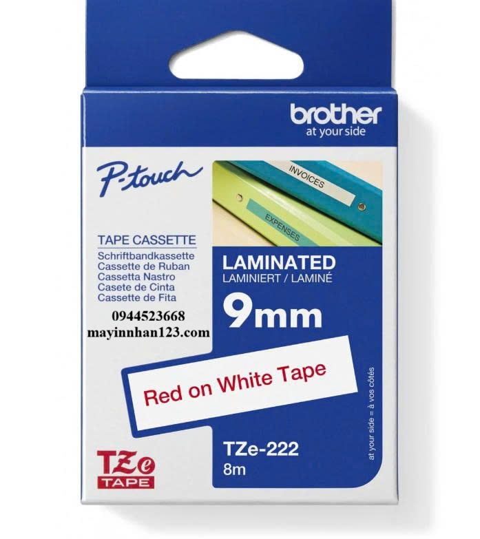 NHÃN IN TZE-222 CHỮ ĐỎ NỀN TRẮNG 9MM X 8M NHÃN IN TZE-222 CHỮ ĐỎ NỀN TRẮNG 9MM X 8M
