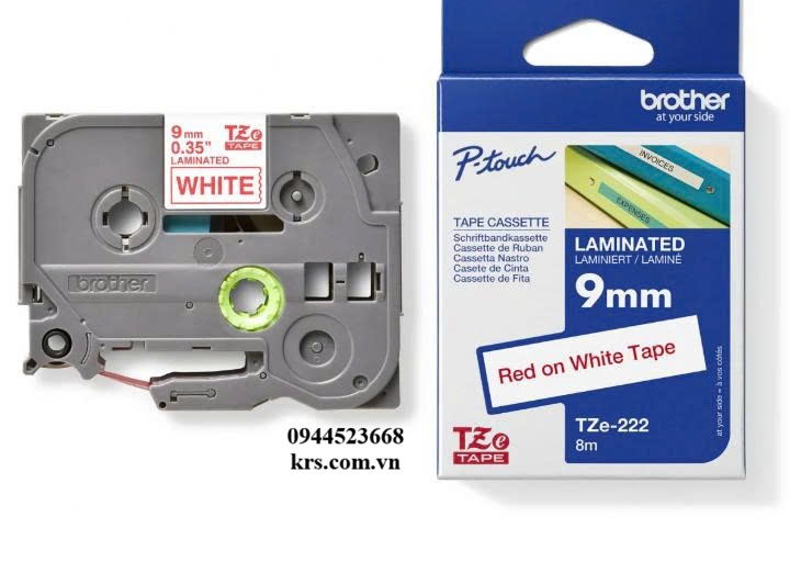 NHÃN IN TZE-222 CHỮ ĐỎ NỀN TRẮNG 9MM X 8M NHÃN IN TZE-222 CHỮ ĐỎ NỀN TRẮNG 9MM X 8M