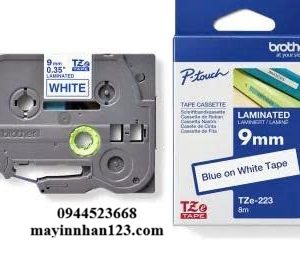 NHÃN IN TZE-223 CHỮ XANH NỀN TRẮNG 9MM X 8M NHÃN IN TZE-223 CHỮ XANH NỀN TRẮNG 9MM X 8M