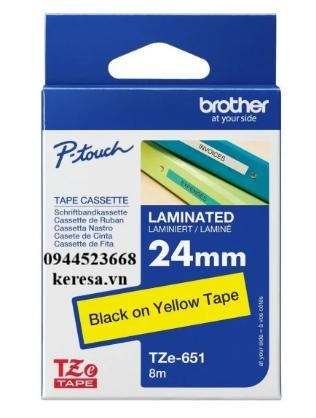 NHÃN IN TZE-651 CHỮ ĐEN NỀN VÀNG 24MM X 8M NHÃN IN TZE-651 CHỮ ĐEN NỀN VÀNG 24MM X 8M