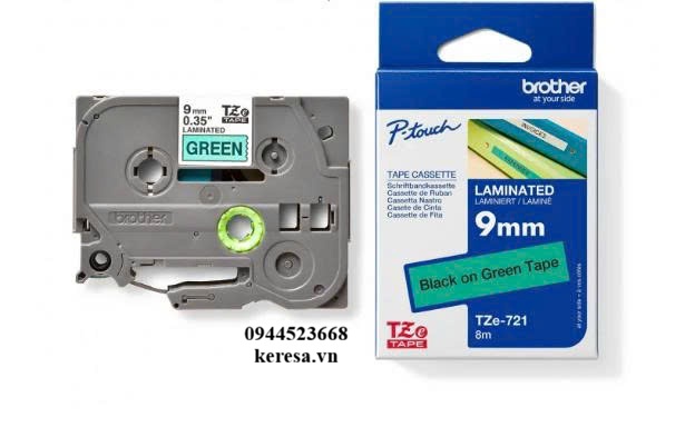 NHÃN IN TZE-721 CHỮ ĐEN NỀN XANH LÁ 9MM X 8M NHÃN IN TZE-721 CHỮ ĐEN NỀN XANH LÁ 9MM X 8M