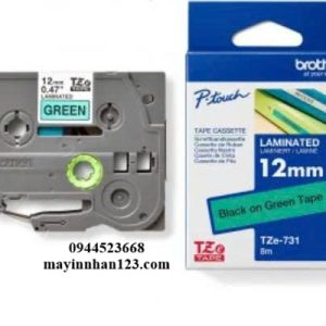 NHÃN IN TZE-731 CHỮ ĐEN NỀN XANH LÁ CÂY 12MM X 8M
